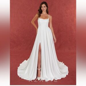 Azazie Elegant White Wedding Dress
